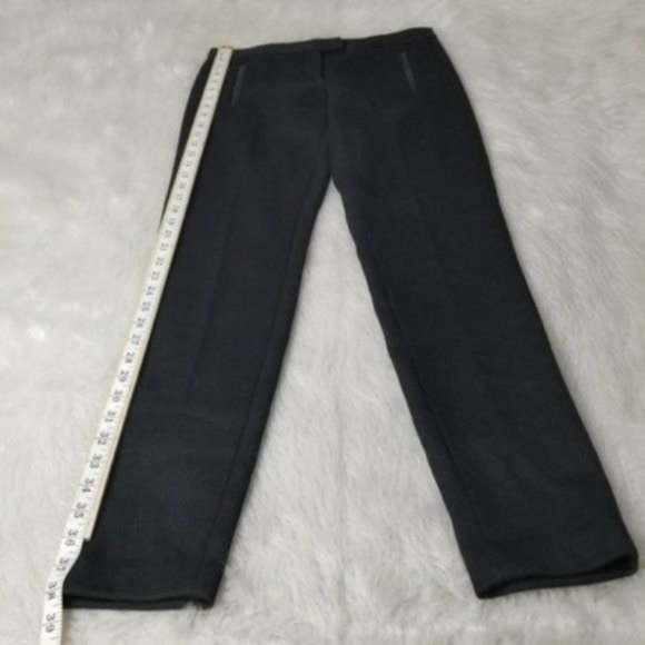 Maje Solid Black Slim Fit Lamb Leather Trim Mid-Rise Dress Pants Medium - Picture 4 of 12